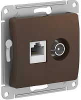 Розетка RJ45+TV Оконечная без рамки Systeme Electric Glossa 2-м. шоколад картинка